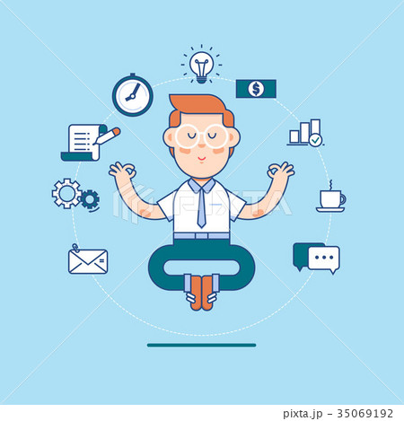 Business man sitting in padmasana lotus pose with 35069192