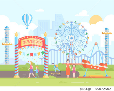 Amusement park - modern flat design style vector Amusement park - modern flat design style vector 35072502