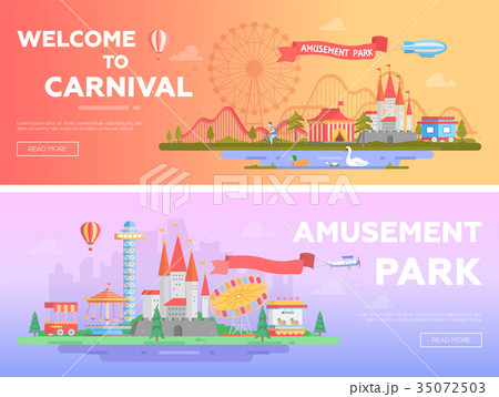 Amusement park - set of modern flat vector 35072503