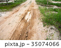 Damaged road with holes, Puddle on asphalt road Damaged road with holes, Puddle on asphalt road 35074066