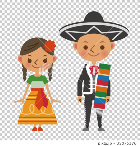 メキシコ 民族衣装 メキシコ人 男女 人種のイラスト素材