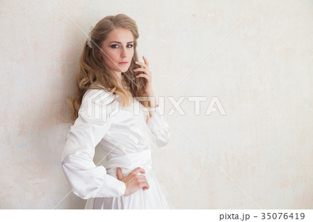 Portrait of a gentle girl in lingerie 35076419