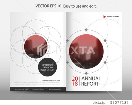 Red circle geometric annual Brochure template 35077182