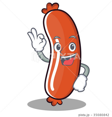 Okay sausage character cartoon style Okay sausage character cartoon style 35080842
