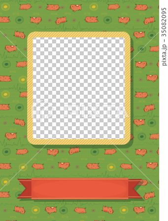 Funny pigs. Frame for picture with banner for text Funny pigs. Frame for picture with banner for text 35082095