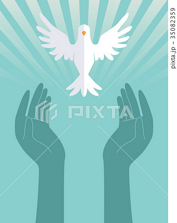 Hands Praise Dove Illustration Hands Praise Dove Illustration 35082359