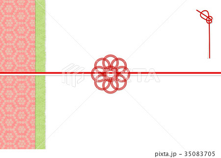 紅白金和紙蝶結水引熨斗のイラスト素材