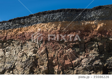 Soil and rock layers of the road 35086226