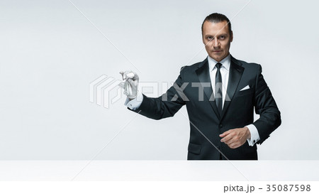 At Your service, well dressed man waiting for 35087598