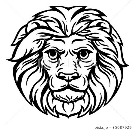 Woodcut Lion Head Concept Woodcut Lion Head Concept 35087929