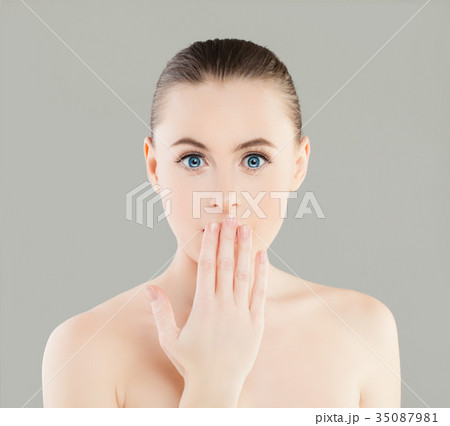 Beautiful Young Surprised Woman Spa Model 35087981