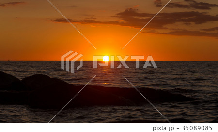Beautiful sunrise in a bay in Costa Brava, Spain 35089085