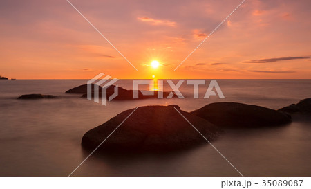 Beautiful sunrise in a bay in Costa Brava, Spain 35089087