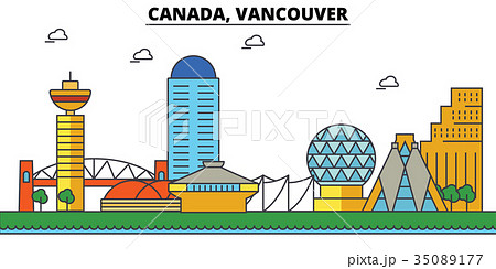 Canada Vancouver City Skyline Architectureのイラスト素材