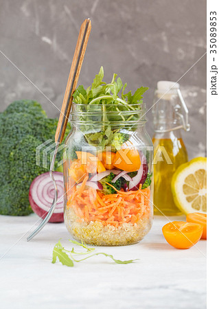 Healthy vegetable salad in a jar 35089853