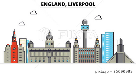 England, Liverpool. City skyline architecture 35090995