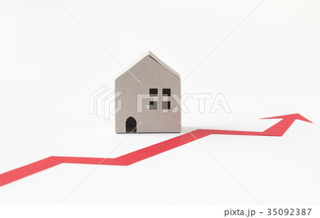 矢印　上昇　折れ線グラフ　不動産　物価 35092387