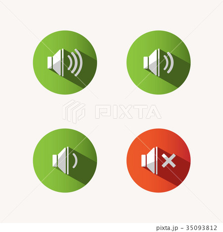 Sound icons with shade on colored circles  35093812