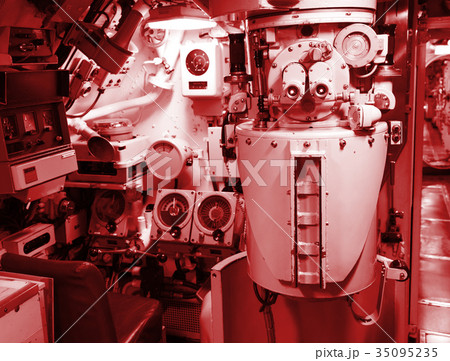 Interior of an old submarine - Command room 35095235