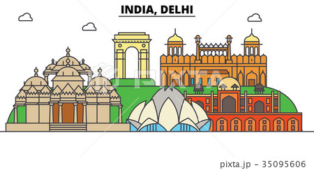 India, Delhi, Hinduism. City skyline, architecture 35095606
