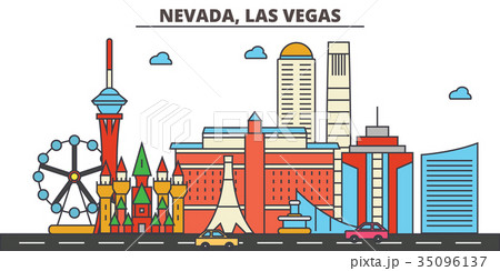 Nevada Las Vegas City Skyline Architectureのイラスト素材