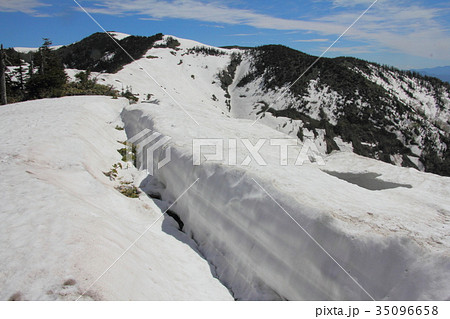 残雪の山 35096658