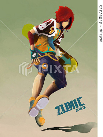Young boy street style holding skateboard Young boy street style holding skateboard 35097225
