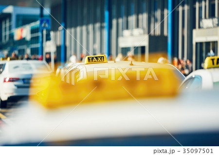 Taxi cars on the street 35097501