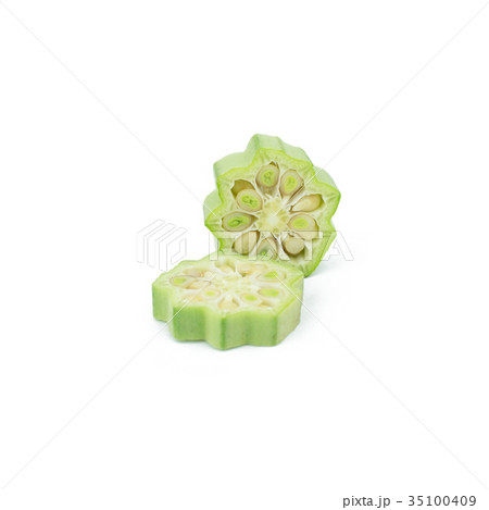 Sliced okra isolated on the white backgroud. Sliced okra isolated on the white backgroud. 35100409