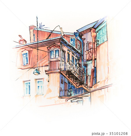 Typical Georgian house in Tbilisi, Georgia. 35101208