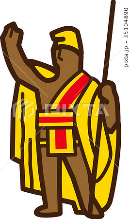 世界イラストマップ　カメハメハ大王像 35104890