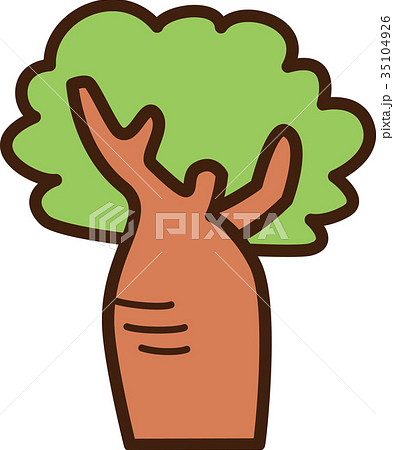 世界イラストマップ　バオバブの木 35104926