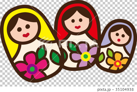 世界イラストマップ マトリョーシカのイラスト素材