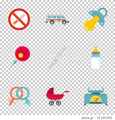 Parturition icons set, flat style Parturition icons set, flat style 35105565