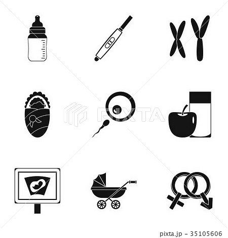 Parturition icons set, simple style 35105606