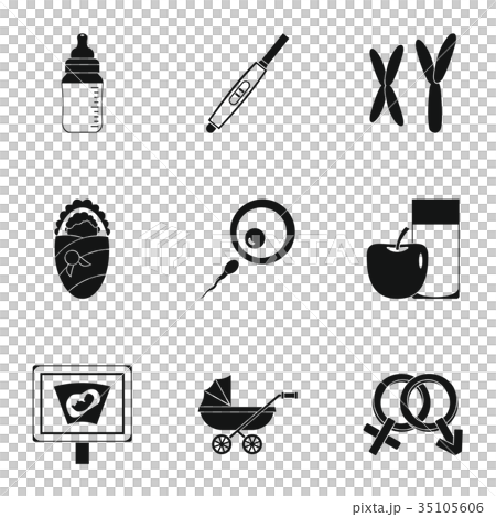 Parturition icons set, simple style Parturition icons set, simple style 35105606