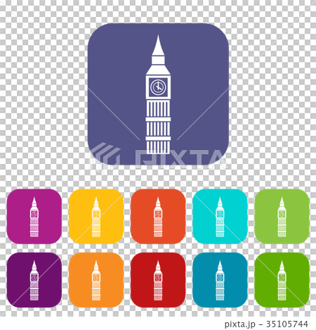 Big Ben clock icons set 35105744