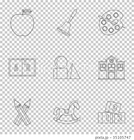 School icons set, outline style 35105747