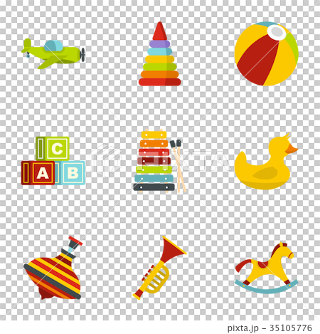 Kid toys icons set, flat style 35105776