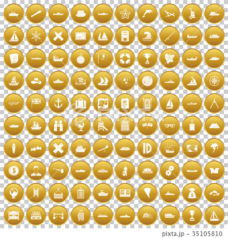 100 shipping icons set gold 100 shipping icons set gold 35105810