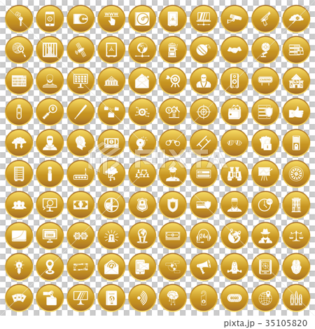 100 security icons set gold 100 security icons set gold 35105820
