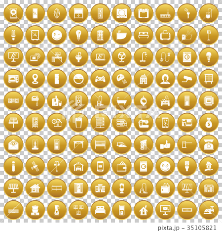 100 smart house icons set gold 100 smart house icons set gold 35105821