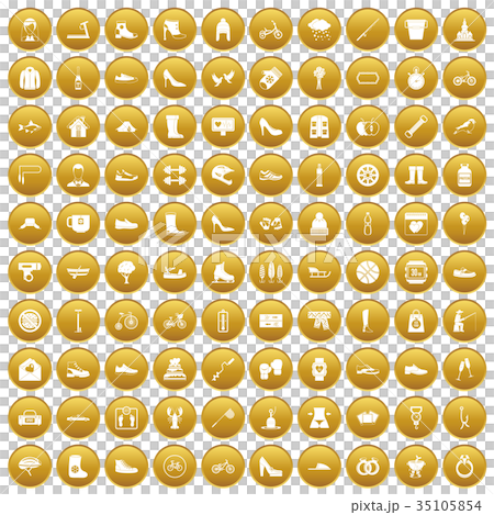 100 shoe icons set gold 35105854