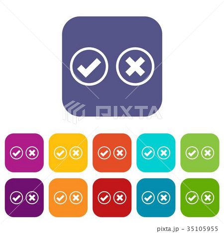 Tick and cross selection icons set 35105955