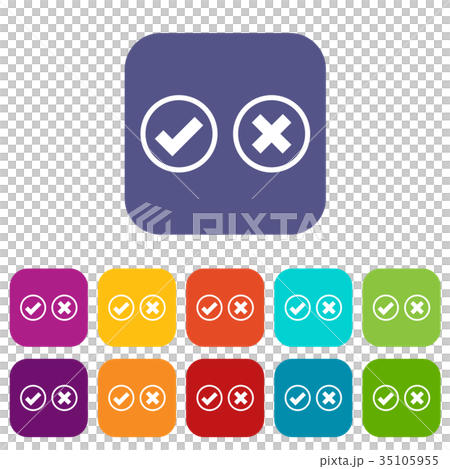Tick and cross selection icons set 35105955
