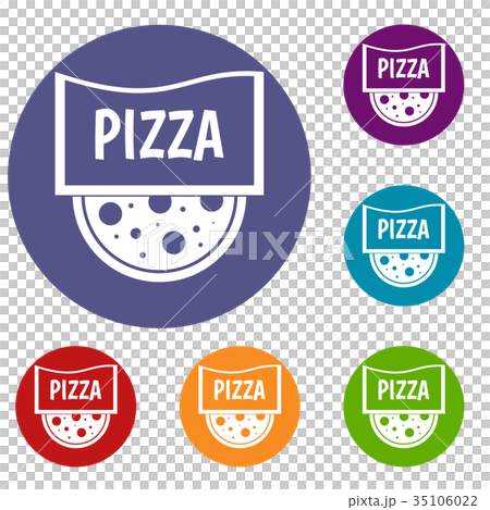 Pizza badge or signboard icons set 35106022