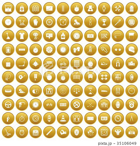 100 stopwatch icons set gold 35106049