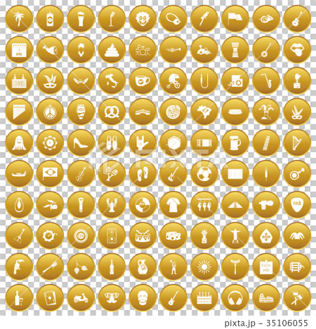 100 street festival icons set gold 100 street festival icons set gold 35106055