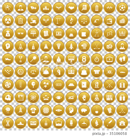 100 success icons set gold 100 success icons set gold 35106058