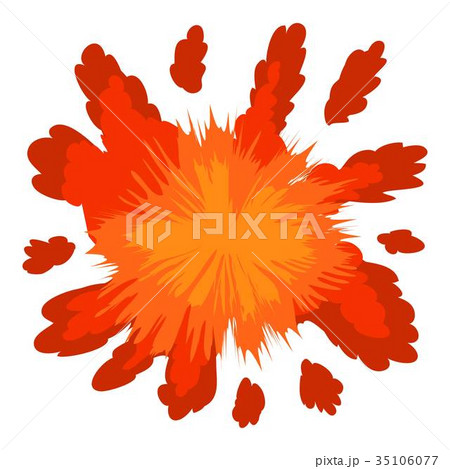 Red explosion icon, cartoon style 35106077